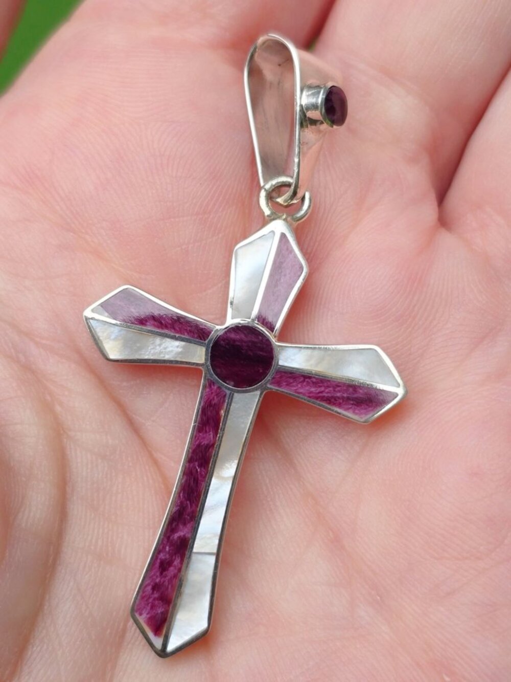 Peruvian Artistry ✦ Multi Gemstone Cross Pendant ✦ Sterling Silver 4.00ctw - Picture 8 of 12